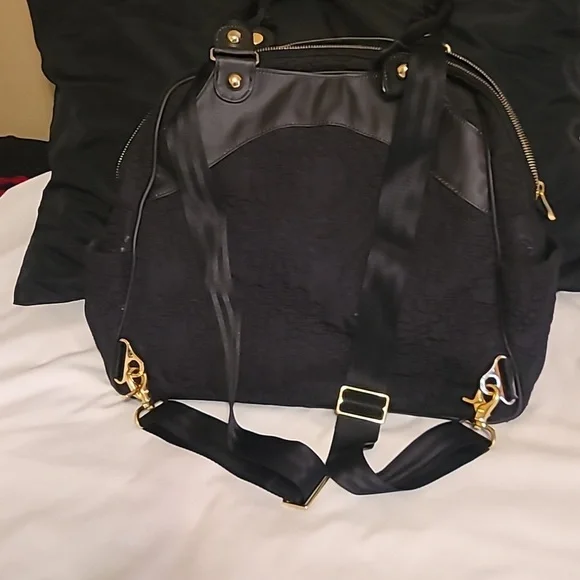 PETUNIA PICKLE BOTTOM 'Sashay Satchel' Black Embossed Backpack Diaper Bag - Picture 3 of 8